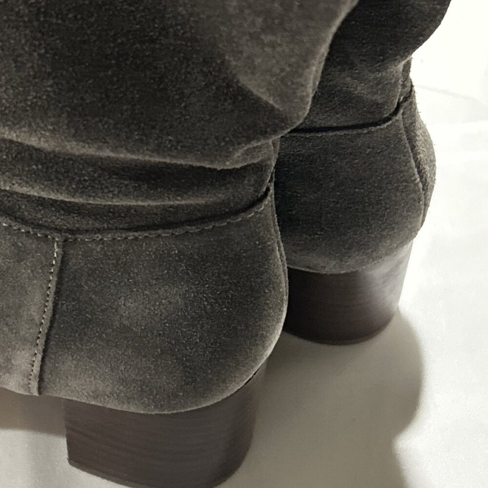 Land End Suede High Block Heel Rounded Toe Dress Boots 8 New Gray - Picture 13 of 13